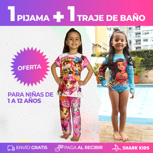 PACK 1 PIJAMA + 1 TRAJE DE BAÑO NIÑA