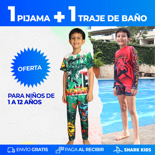 PACK 1 PIJAMA + 1 TRAJE DE BAÑO NIÑO